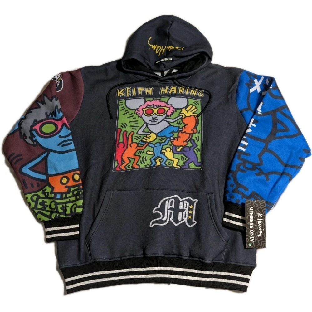 Keith Haring Members Only Hoodie Mens Medium NWT Pop Art Graphic Streetwear
